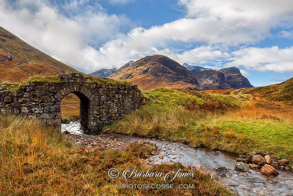 Glen Coe Old Road Bridge in Autumn , Scotland.