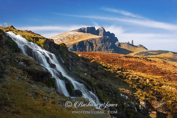 Old Man of Storr Waterfall, Trotternish, Skye. Scotland.