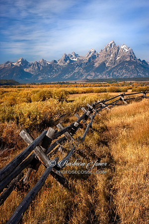 Grand Teton Buckrail Fence Wyoming USA