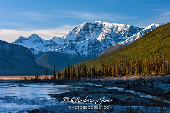 Mount Kitchener Frosty Morning Sunwapta River Alberta Canada