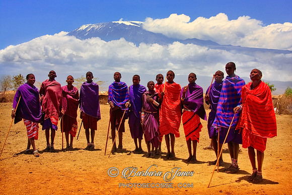Masai Greeting and Kilimanjaro Kenya Africa.