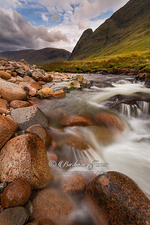Glen Etive River Boulders Scottish Highlands.