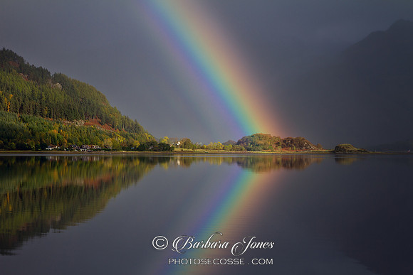Loch Duich Reflections and Rainbow . Kintail. Scotland.