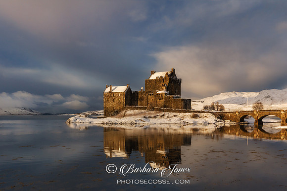 Eilean Donan Castle Winter Reflection Loch Duich Scotland.