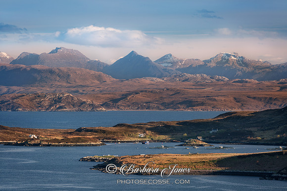An Teallach across Tanera Mor from Coigach Scotland.