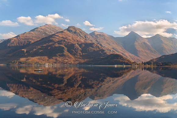 Five Sisters of Kintail . Reflections. Loch Duich.  Scotland.