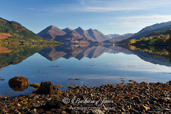 Five Sisters Loch Duich.  Autumn Reflection. Scotland.