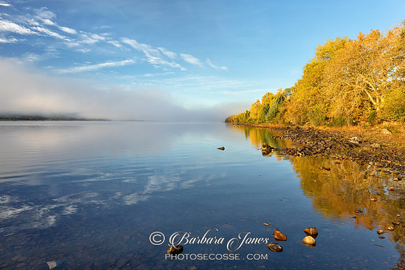 Loch Rannoch Morning Mist Perthshire Scotland.