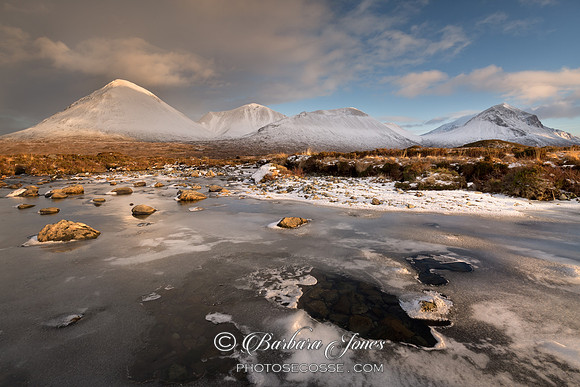 Red Cuillin at Sligachan in February. Isle of Skye. Scotland.