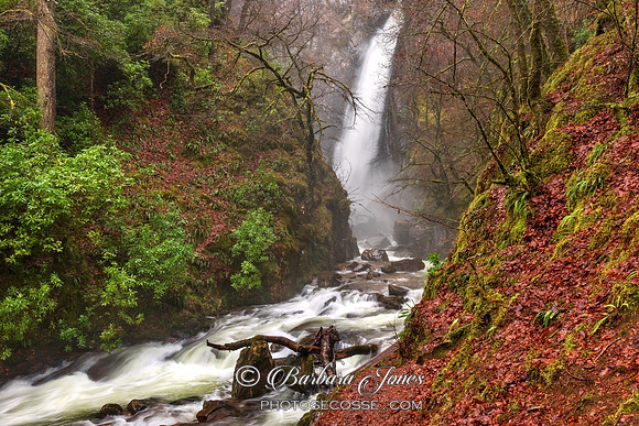 Grey Mares Waterfall in Spate, Lochaber Scotland.