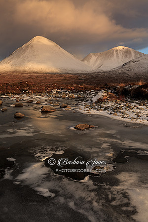 Glamaig last light of the day, February. Sligachan. Isle of Skye. Scotland.