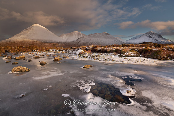 Sligachan and Red Cuillin  in February. Isle of Skye. Scotland.