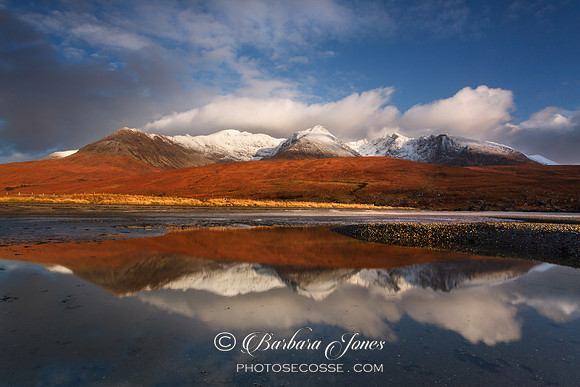 Glenbrittle  beach and reflection in pool. Isle of Skye. Scotland.