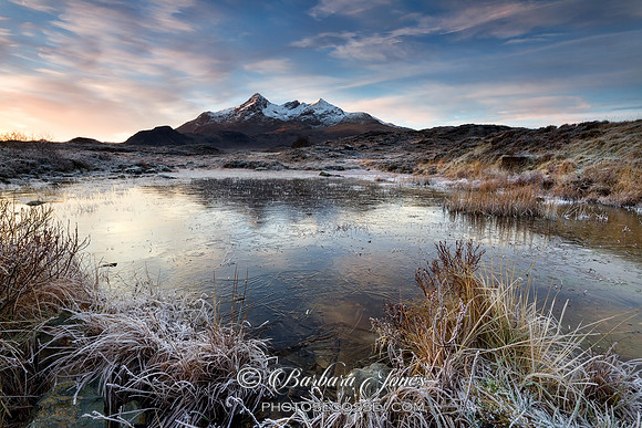 Sgurr nan Gillean. Icy sunrise. Sligachan. Isle of Skye. Scotland.