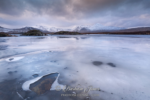 Blackmount. Lochan na h-Achlaise. Minimal Sunset .Rannoch Moor. Scotland..