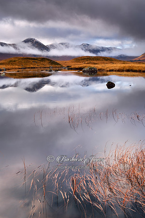 Blackmount. Lochan Na Stainge. Mountains and Mist. Rannoch Moor. Scotland.