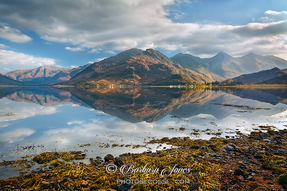 Five Sisters of Kintail in early November. Loch Duich. Scotland.
