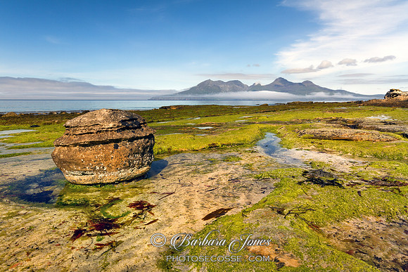 Laig Bay. Erratic and Isle of Rùm. Isle of Eigg. Small Isles. Scotland.