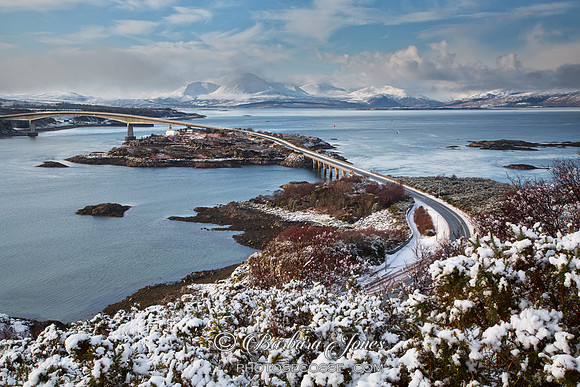 The Skye Bridge and Snow. Isle of Skye. Scotland.