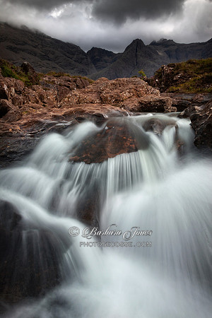 Faerie Pools in Summer. Moody Skies. Glen Brittle. Isle of Skye. Scotland.