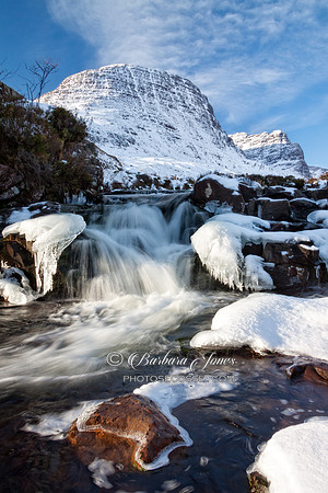 Bealach na Ba.  Russell Burn in Winter. Applecross. Highlands of Scotland.