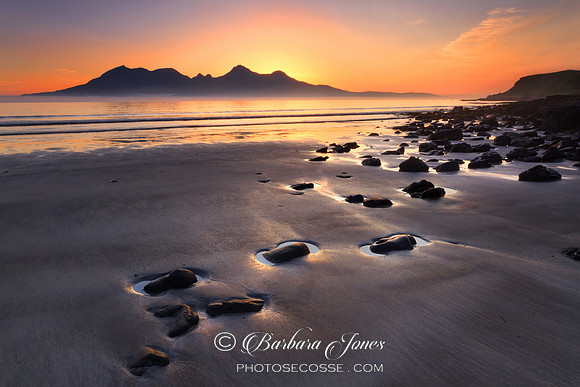 Laig Bay. Beach Pool at Sunset.  Isle of Eigg. Small Isles. Scotland.