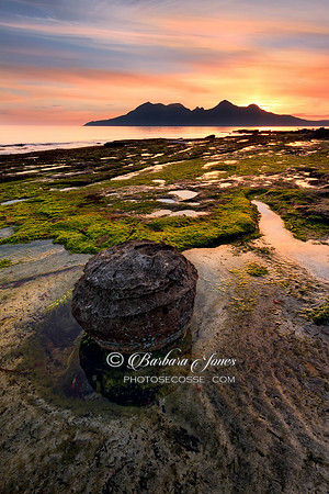 Laig Bay Erratic at Sunset Isle of Eigg Scotland.