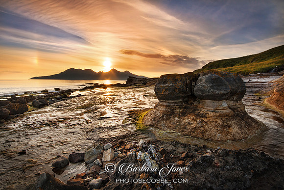 Sandstone Concretions at Sunset. Laig Bay.  Isle of Eigg. Small Isles. Scotland.