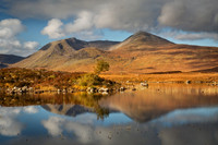Blackmount. Autumnal reflections. Lochan na h Achlaise. Scotland.