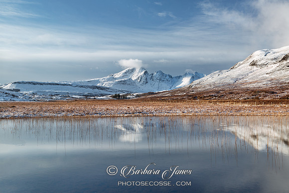 Blaven in Winter. Reflections, Loch Cill Chriosd. Isle of Skye. Scotland.