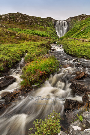 Clashnessie Curtain Falls in Summer Assynt Scotland.