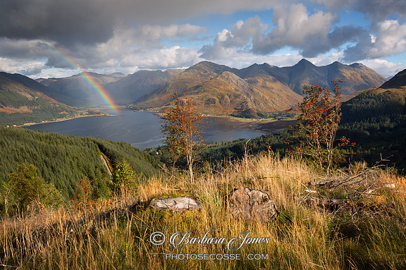 Five Sisters. Rainbow. Mam Ratagan. Kintail. Highland Scotland.