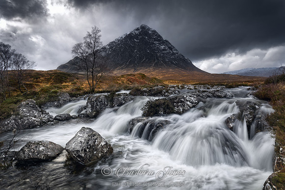 Buachaille Etive Mor, Coupall River Falls, Glen Etive. Scotland.