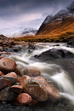Glen Etive River in January Scotland.