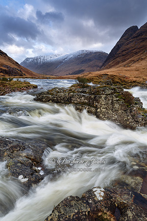 River Etive in Spate. Alltchaorunn. Highland Scotland.