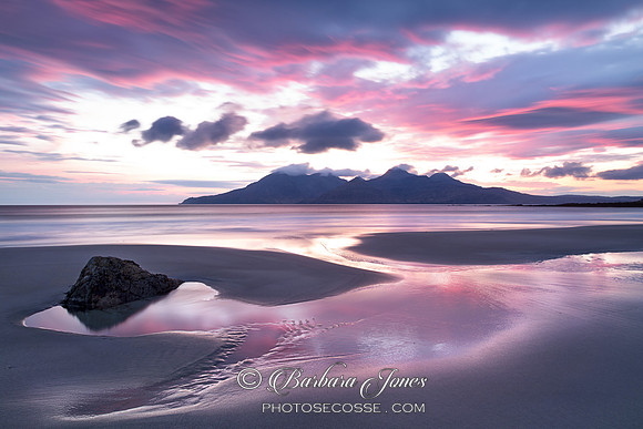 Isle of Eigg. Singing Sands. LE. Pastel Sunset. Scotland.