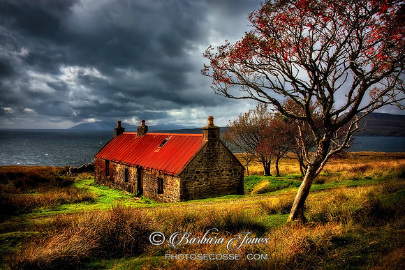 Suisnish Ruin, and  Isle of Rum, Skye,  Scotland.