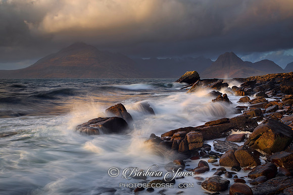 Elgol Sunlit Waves, Isle of Skye Scotland.
