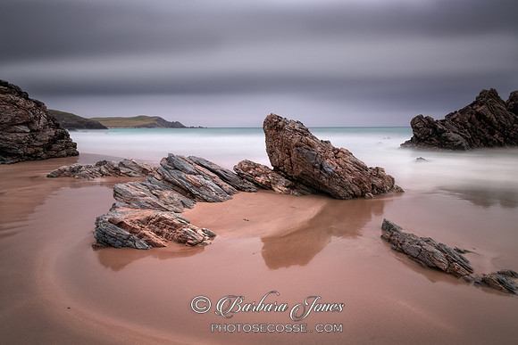 Sango Sands Pink Rocks Durness NC500 Scotland.