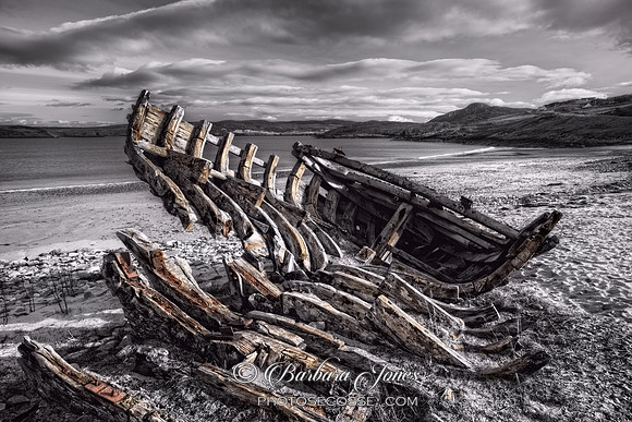 Boat Wreck, The Reaper,  at Talmine Beach. Tongue. Sutherland, Northern Highlands of Scotland.