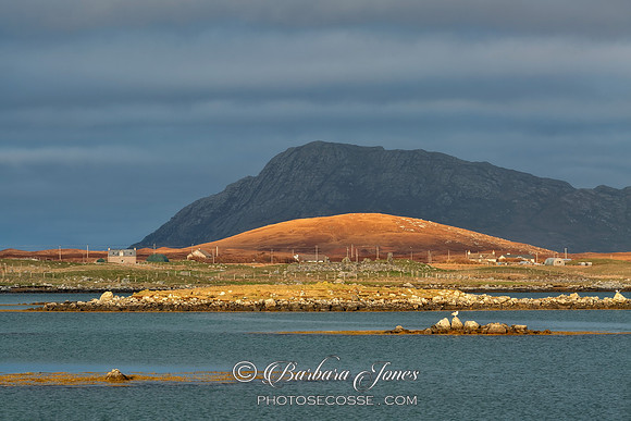 Cladach Baleshare, Eaval Stormy light North Uist Scotland.