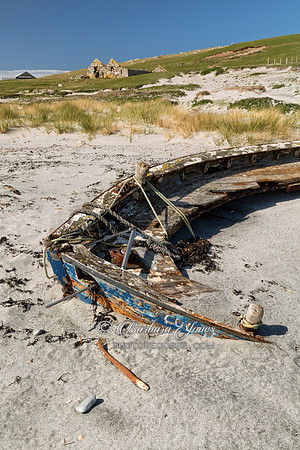 Beached. Abandoned Boat at Berneray. Uist. Outer Hebrides. Scotland.