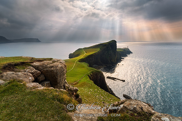 Neist Point. Sunbeams in Summer. Isle of Skye. Scotland.