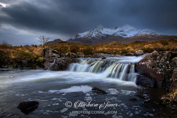 Sgurr Nan Gillean, River Sligachan Waterfall. HDR. Isle of Skye. Scotland.