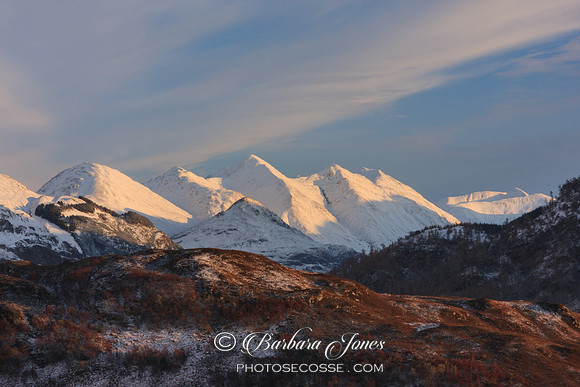Five Sisters of Kintail in Winter Scotland