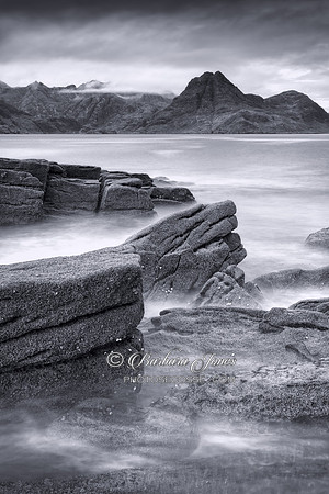 Elgol in Mono. Loch Scavaig and the Cuillins. Isle of Skye. Scotland.