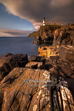 Neist Point Lighthouse and rocks. Isle of Skye. Scotland.