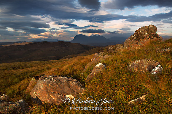 Suilven and Quinag Druim Bad a Ghaill Scotland.