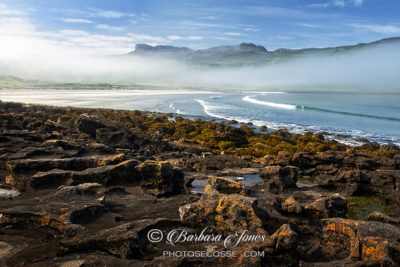 Laig Beach and Mist. Sgurr of Eigg.  Isle of Eigg. Small Isles. Scotland.