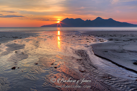 Laig Bay Beach at Sunset. From the burn. Isle of Eigg. Small Isles. Scotland.